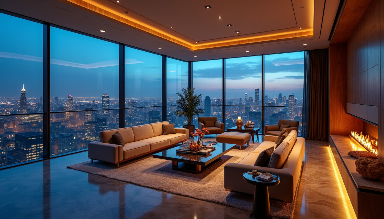Penthouse Regis - salon z widokiem na miasto